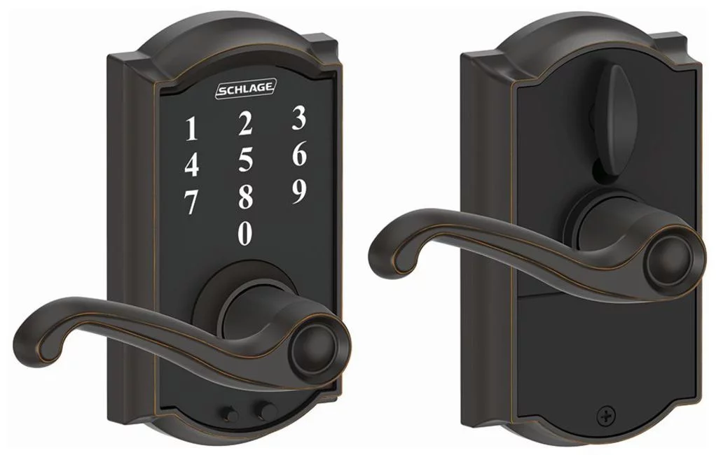 FE695CAM716FLA 16-086 10-027 Flair / Camelot Touch Keyless Lever - Aged Bronze