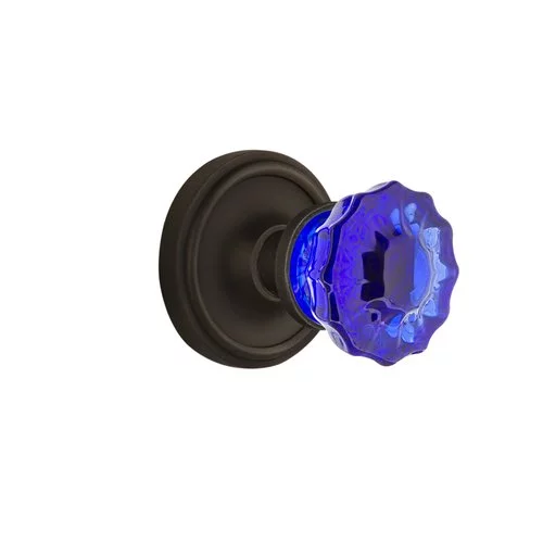 Nostalgic Warehouse Cobalt Crystal Door Knob with Classic Rosette