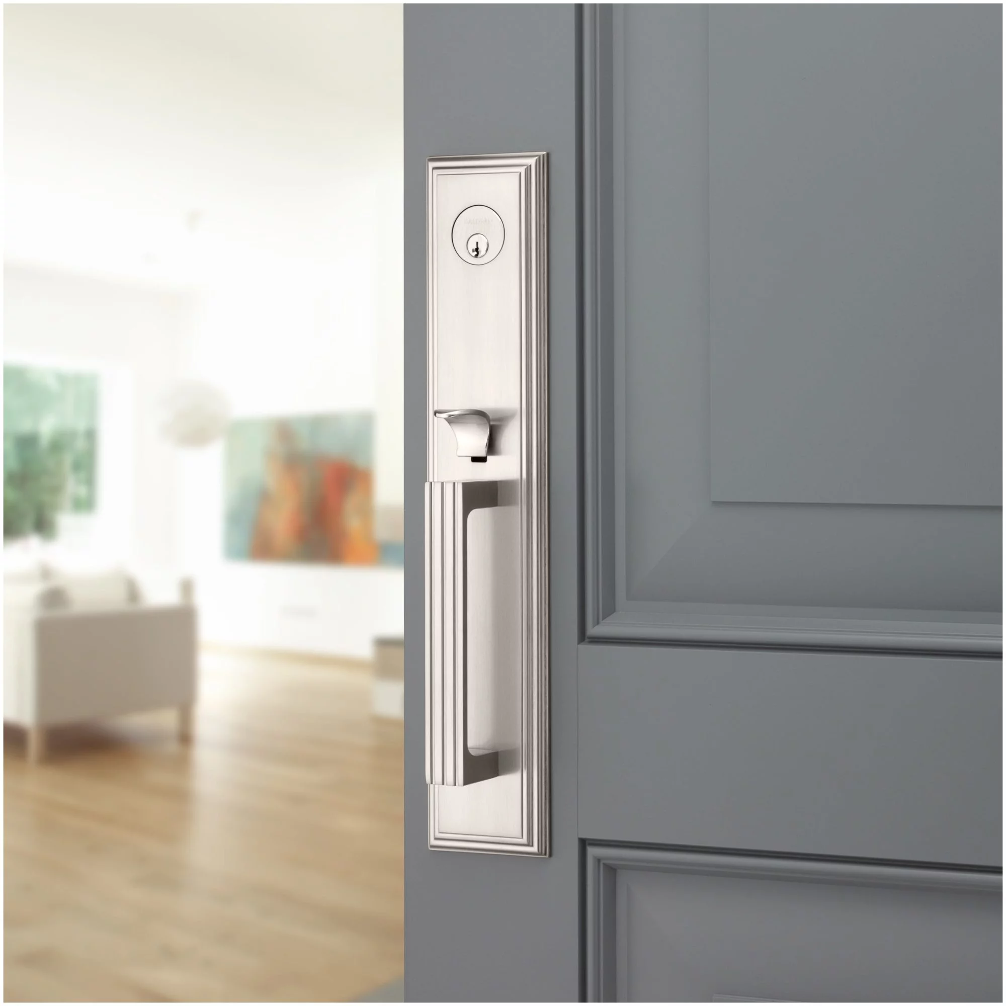 Baldwin 85342.Entr Tremont Full Plate Single Cylinder Keyed Entry Handleset - Brass