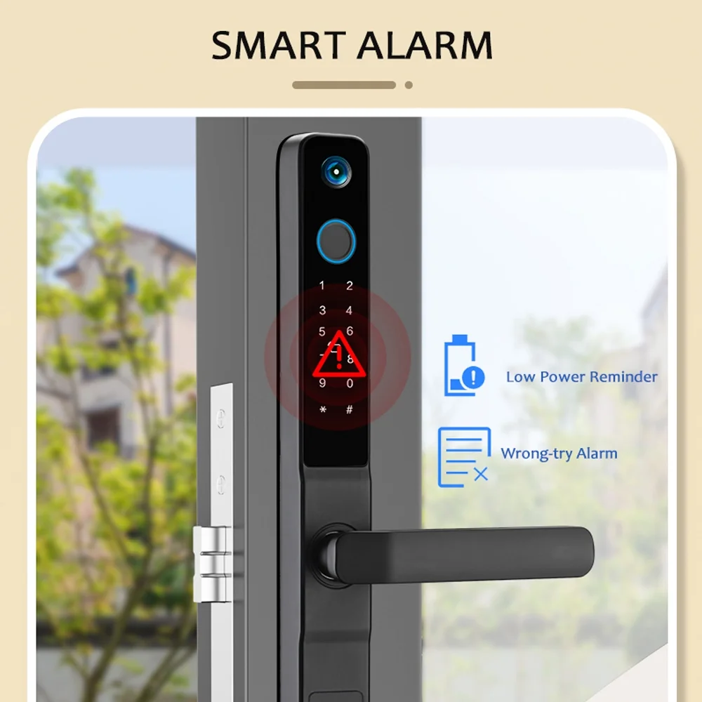 Intelligent Door Lock,Lock With Camera Less Door Stainless Steel Door Keyless Lock Handle Stainless Lock 35-120mm App Remote Office Bedroom Door 35-120mm Office Bedroom Door Lock 5 Modes Unlock