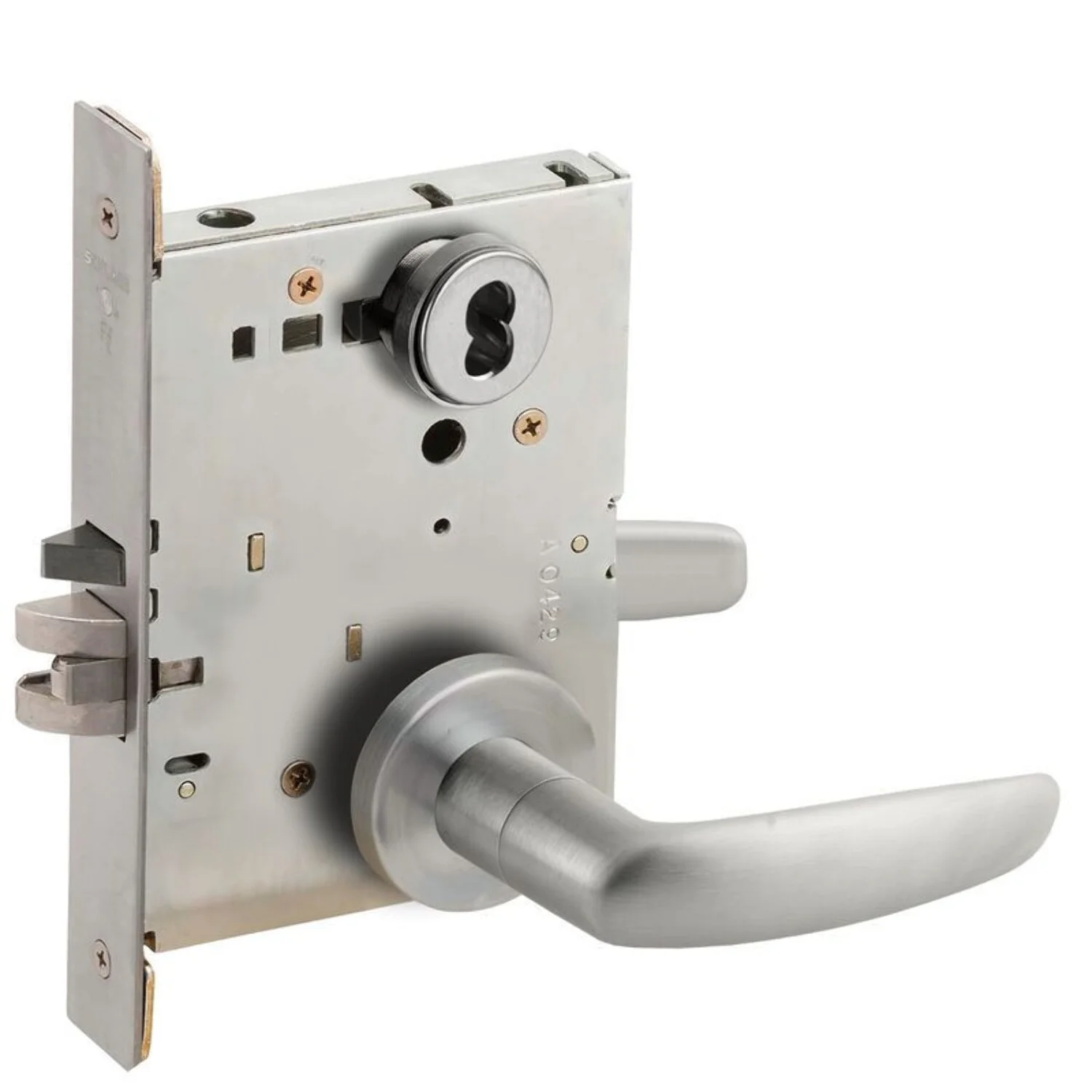 Schlage L9080J 07A 626 Grade 1 Storeroom Mortise Lock Schlage FSIC Less Core 07 Lever A Rose Satin Chrome Finish Field Reversible