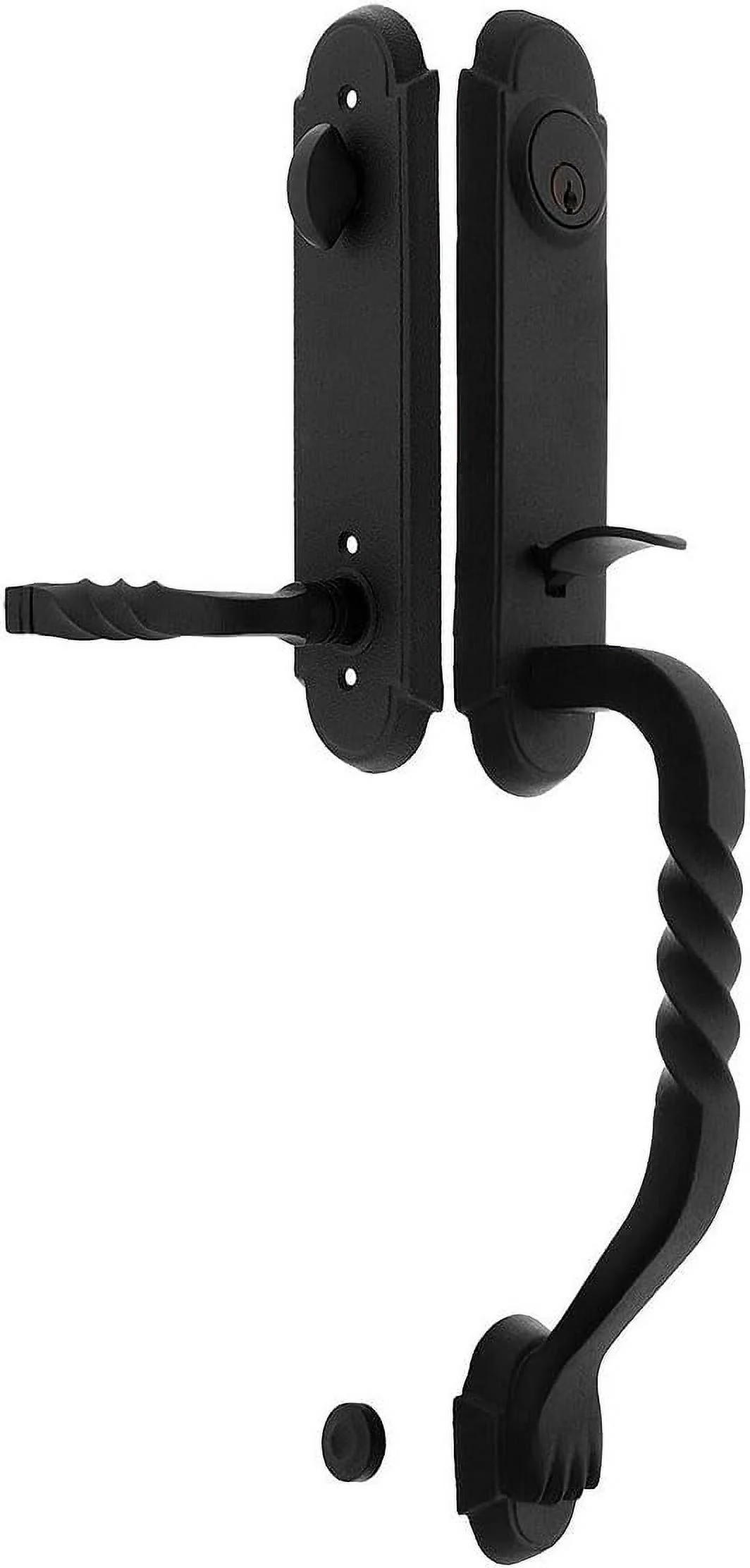 San Carlos Grip Wrought Steel Monolithic Tubular Handleset In Matte Black With Right Hand San Carlos Levers And 2 3/8