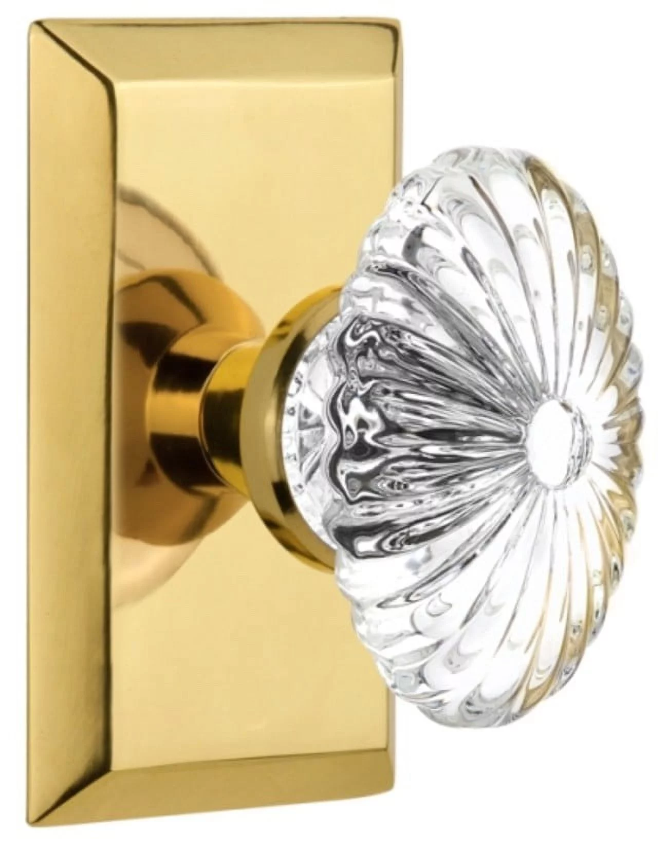 Nostalgic Warehouse Stuofc_Psg_238_Nk Oval Fluted Crystal Solid Brass Passage Door Knob