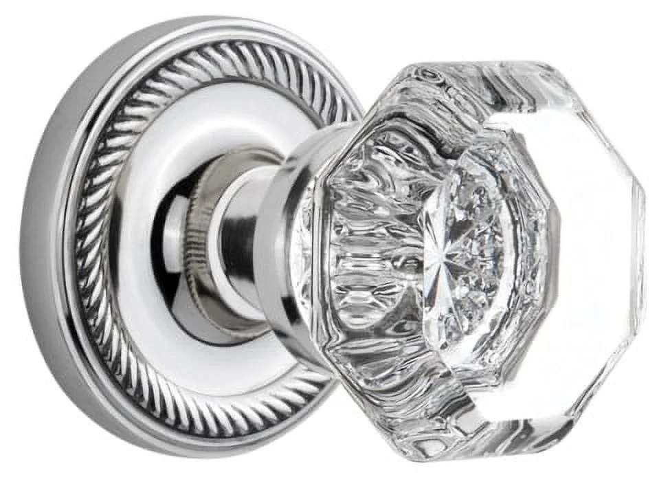 Nostalgic Warehouse Ropwal_Dp_Nk Waldorf Lead Crystal Dummy Door Knob Set - Chrome