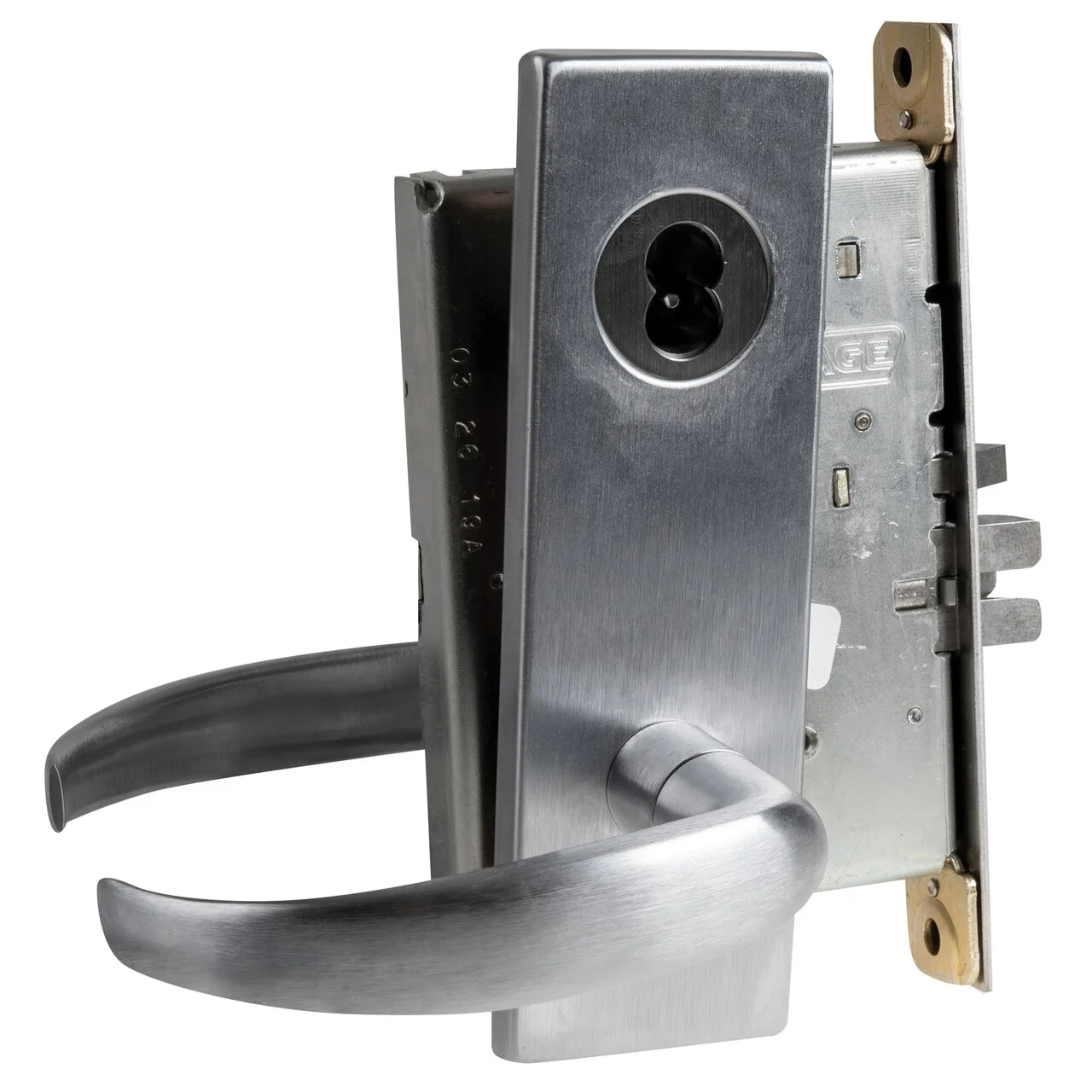 Schlage L9050J 17N 626 Grade 1 Entrance Office Mortise Lock Schlage FSIC Less Core 17 Lever N Escutcheon Satin Chrome Finish Field Reversible
