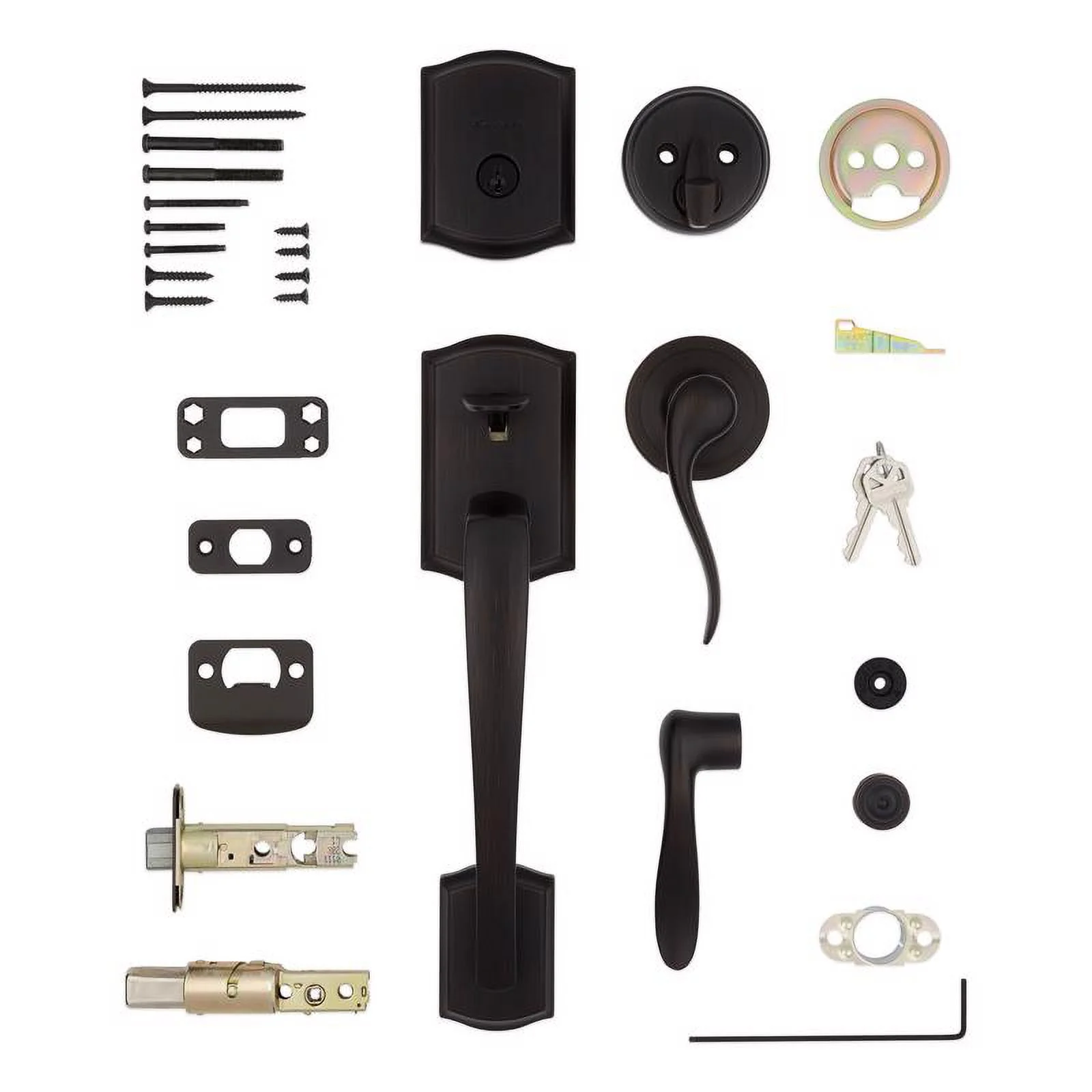 Kwikset Prescott Venetian Bronze Entry Handleset 1-3/4 in.