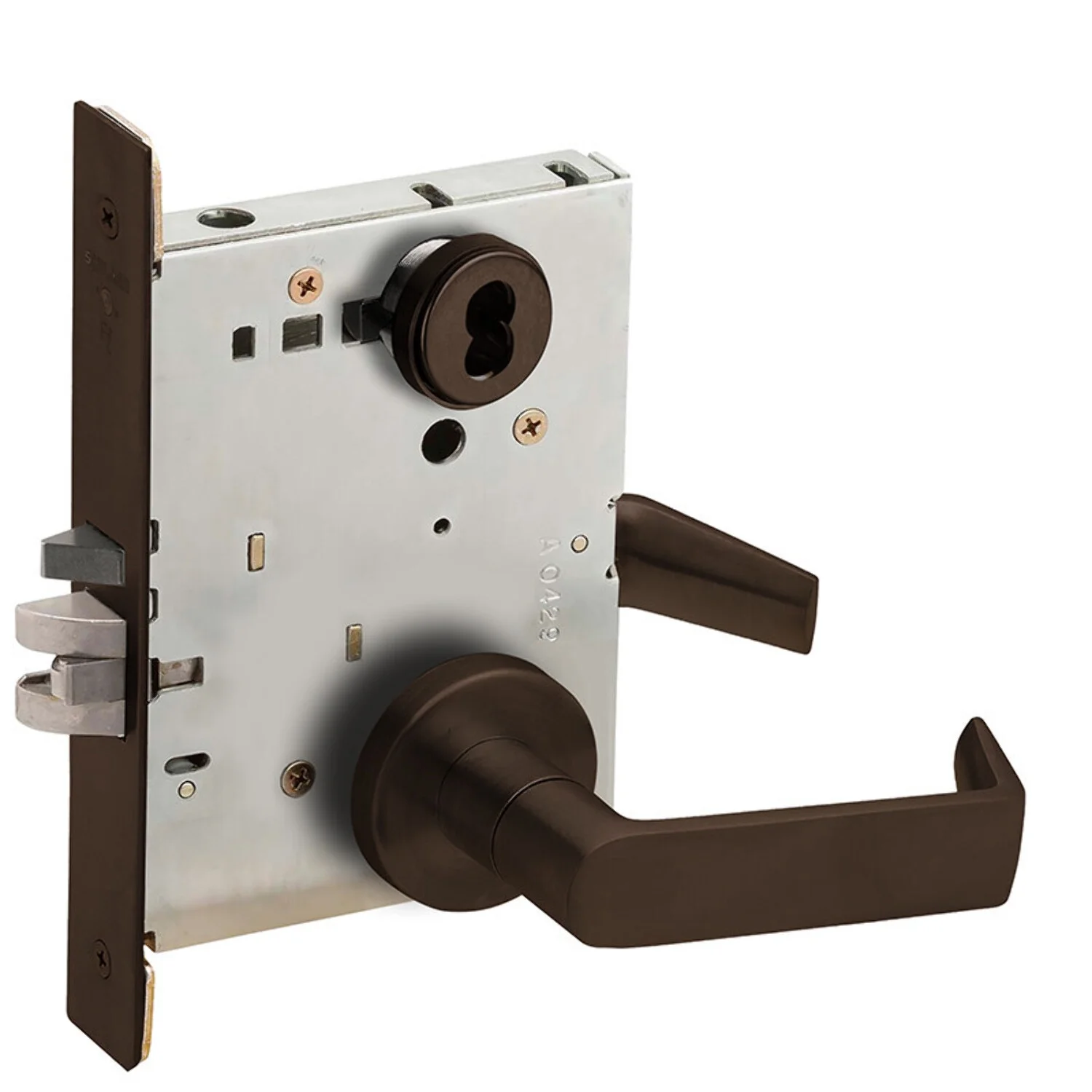 Schlage L9050J 06A 613 Grade 1 Entrance Office Mortise Lock Schlage FSIC Less Core 06 Lever A Rose Dark Oxidized Satin Bronze Oil Rubbed Finish Field Reversible