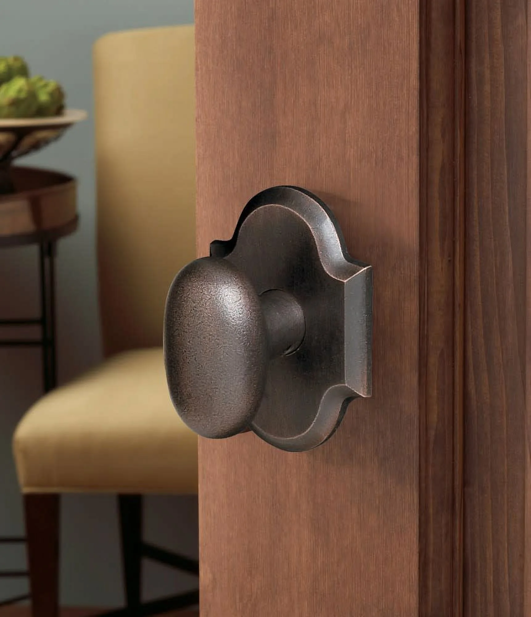 Baldwin 5024.Mr Pair Of Oval Estate Door Knobs - Bronze