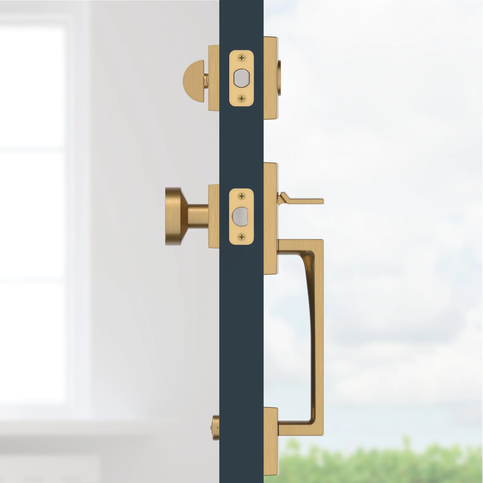 Baldwin Reserve SCLAJxCONCSR190 Single Cylinder La Jolla Handleset Contemporary Knob Contemporary Square Rose Satin Black Finish