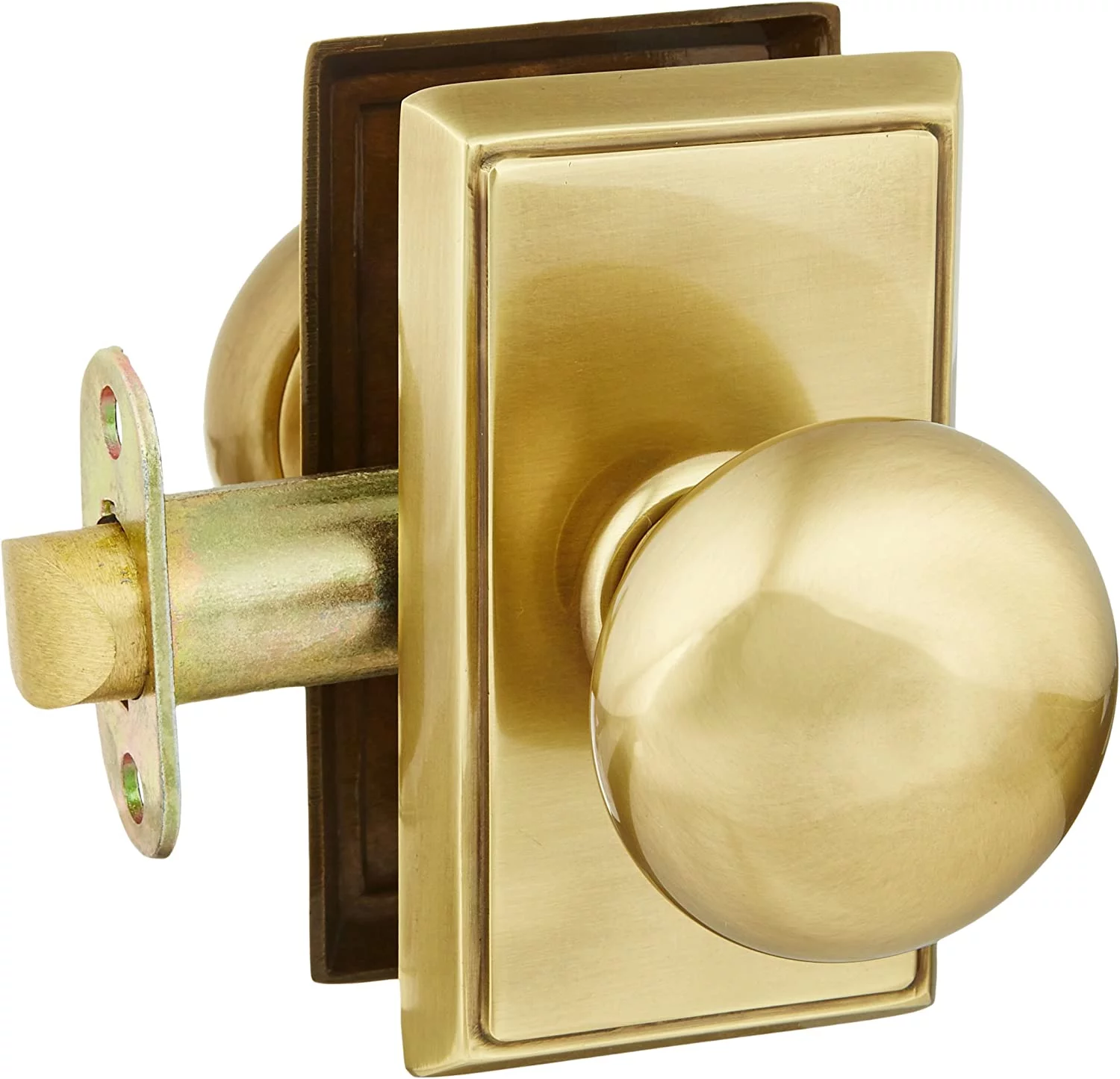 Providence Door Set With Round Brass Knobs Passage In Antique Brass. Doorsets.