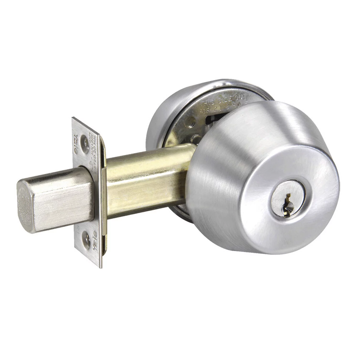 Yale D222 626 Double Cylinder Deadbolt Grade 2 2-3/4 Backset 2-1/4 x 1 Face Satin Chrome