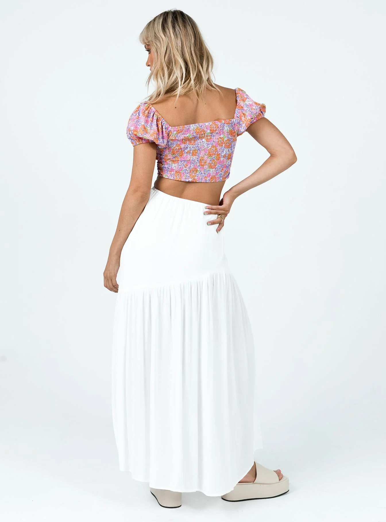 Chels Asymmetric Maxi Skirt White