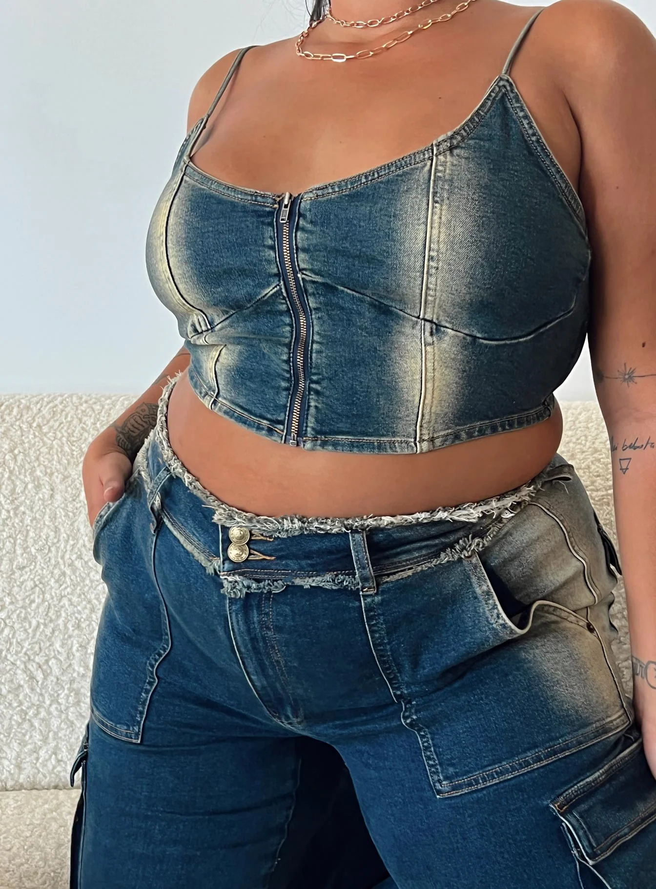 Pre Show Denim Corset Mid Blue Curve