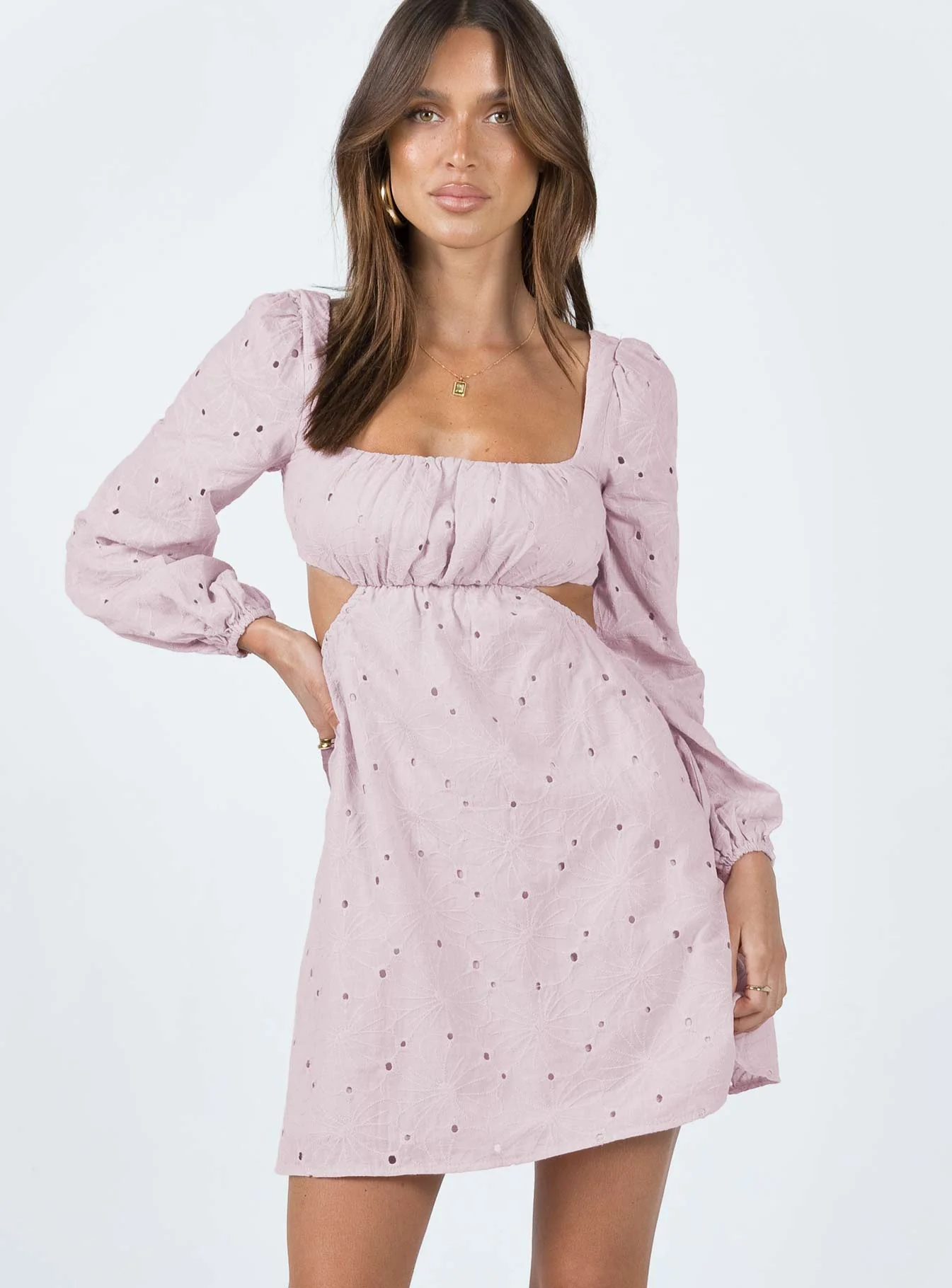 Xali Long Sleeve Mini Dress Pink
