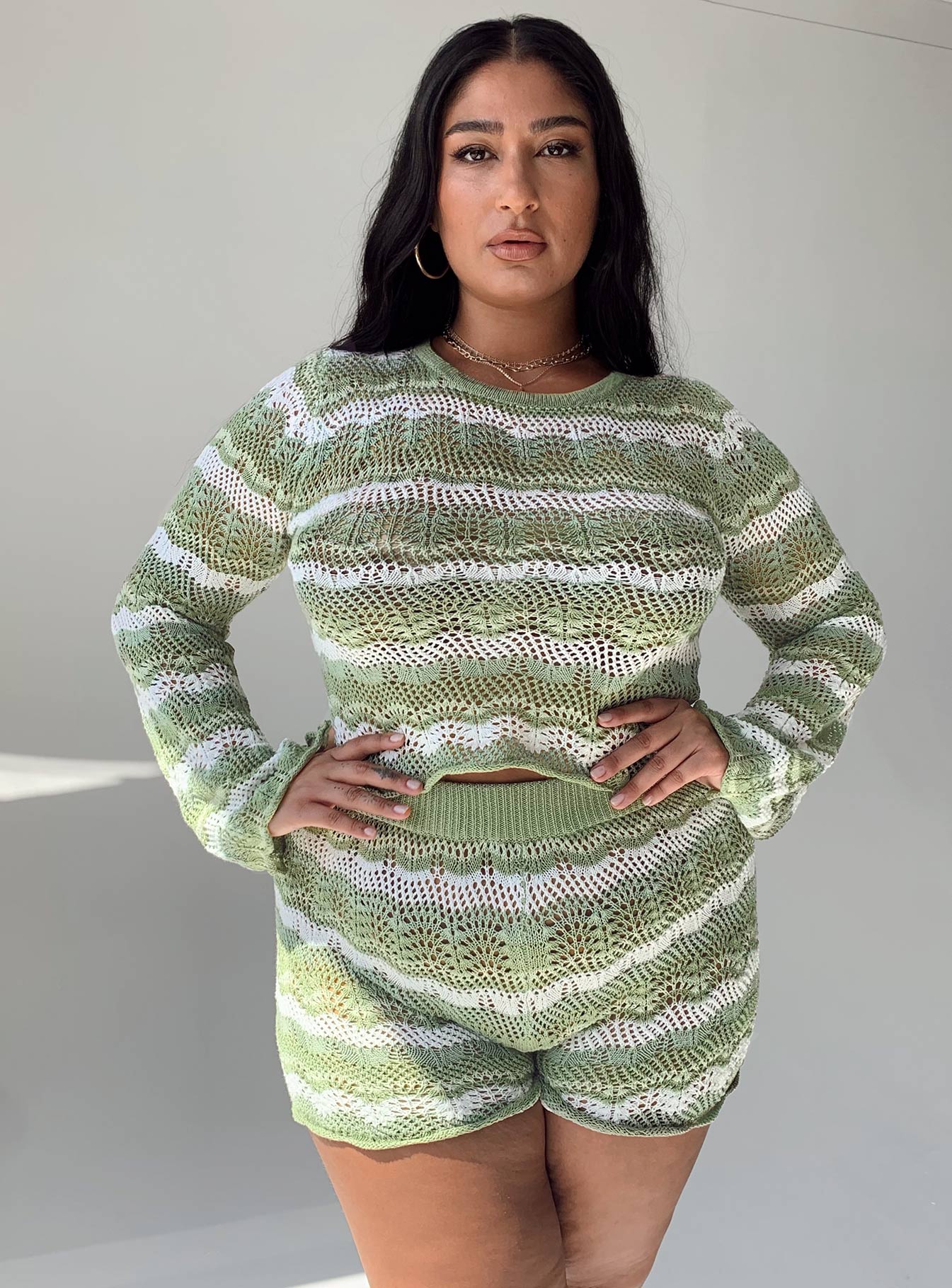 Leah Knit Set Green Multi Curve