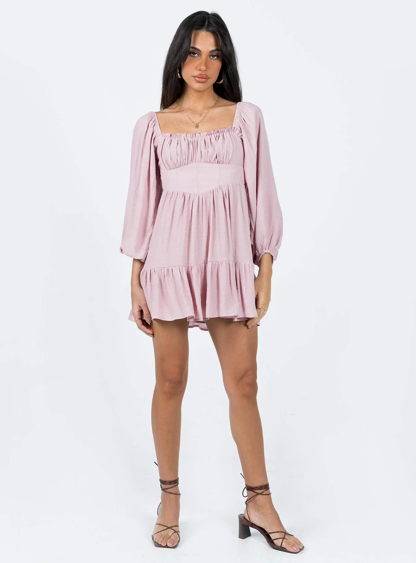 Ethan Long Sleeve Mini Dress Pink
