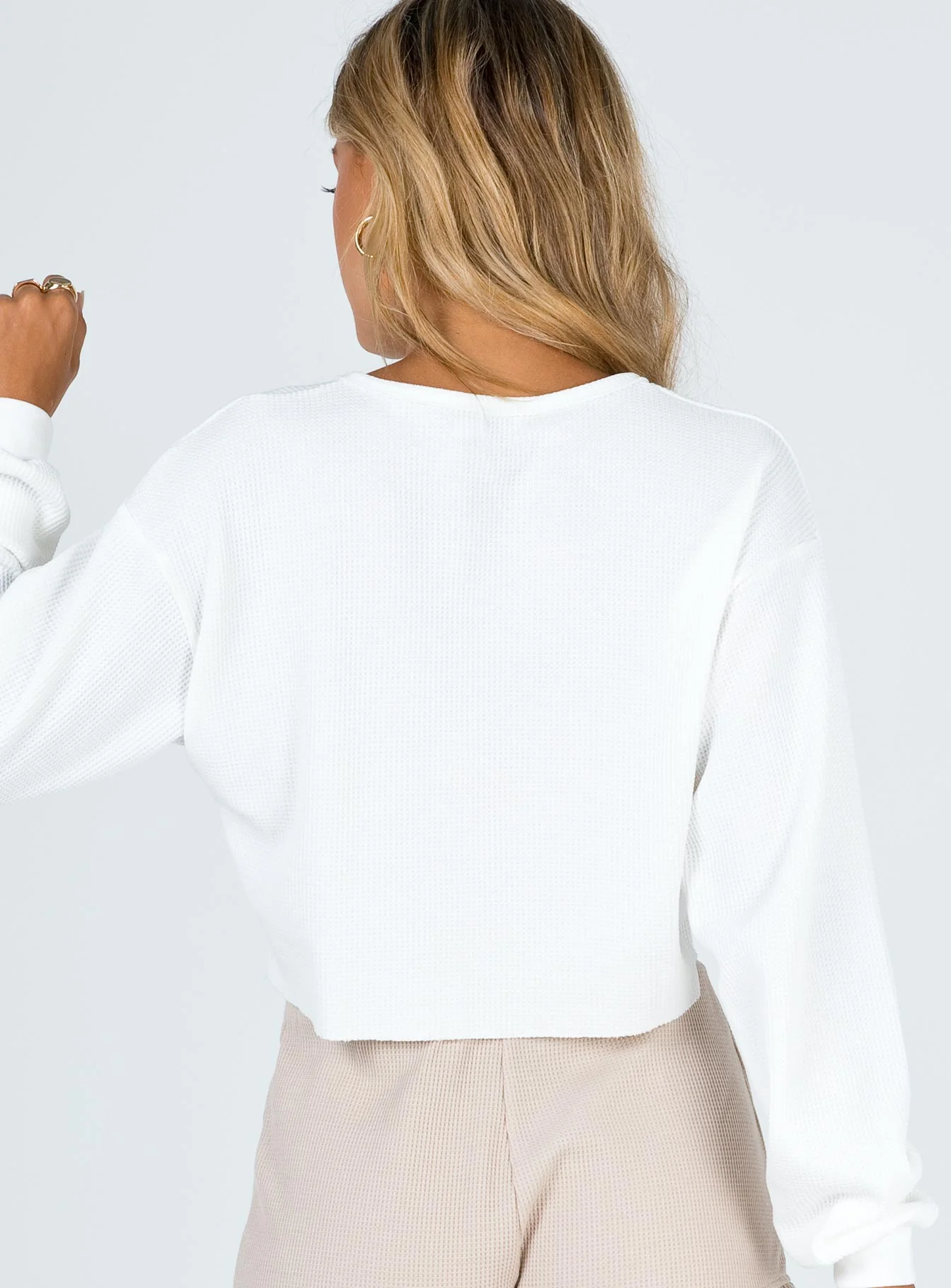 Mia Cropped Henley White