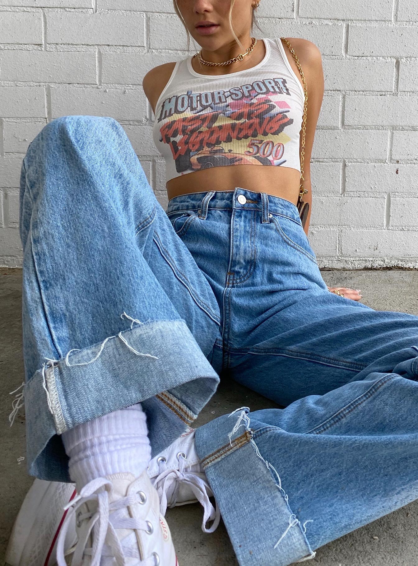 Ollie Straight Leg Jean Mid Wash Denim