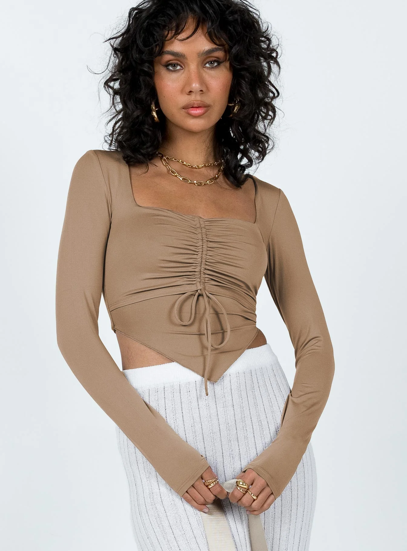 Kenzie Long Sleeve Top Brown