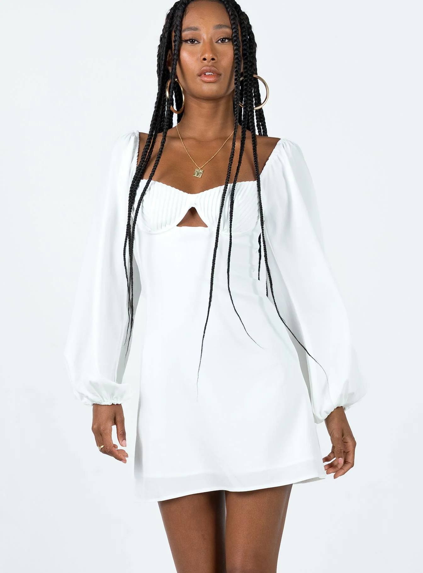 Marilee Long Sleeve Mini Dress White