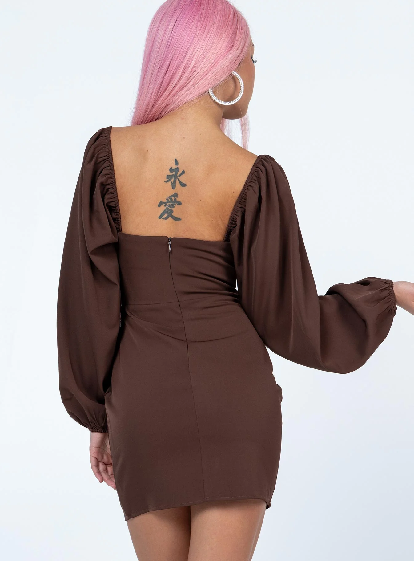 Lillie Long Sleeve Mini Dress Brown