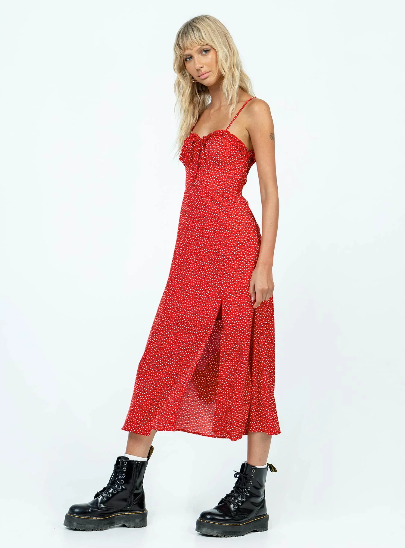 Love Birds Midi Dress Red