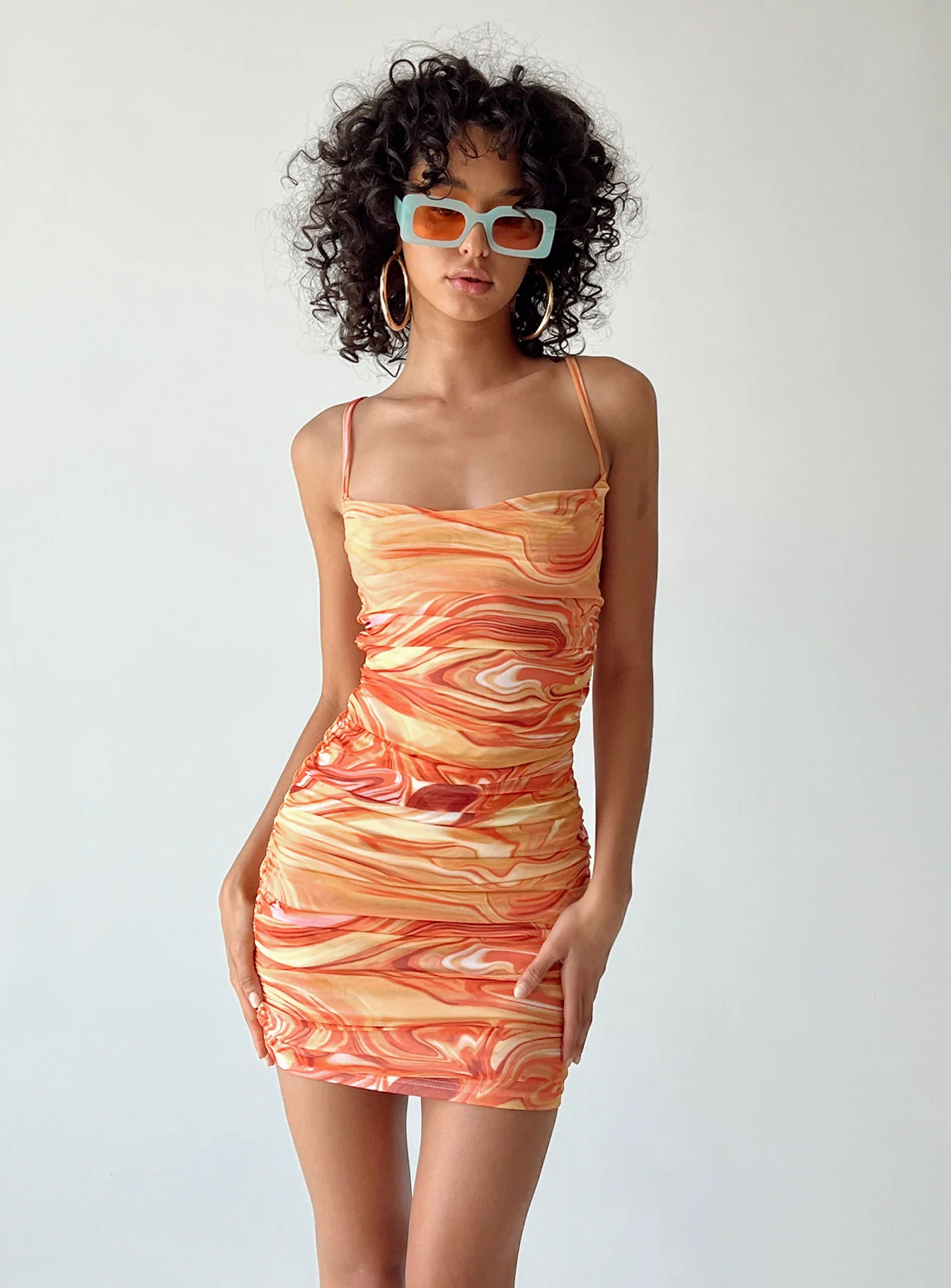 Harlan Mini Dress Orange Multi Eco