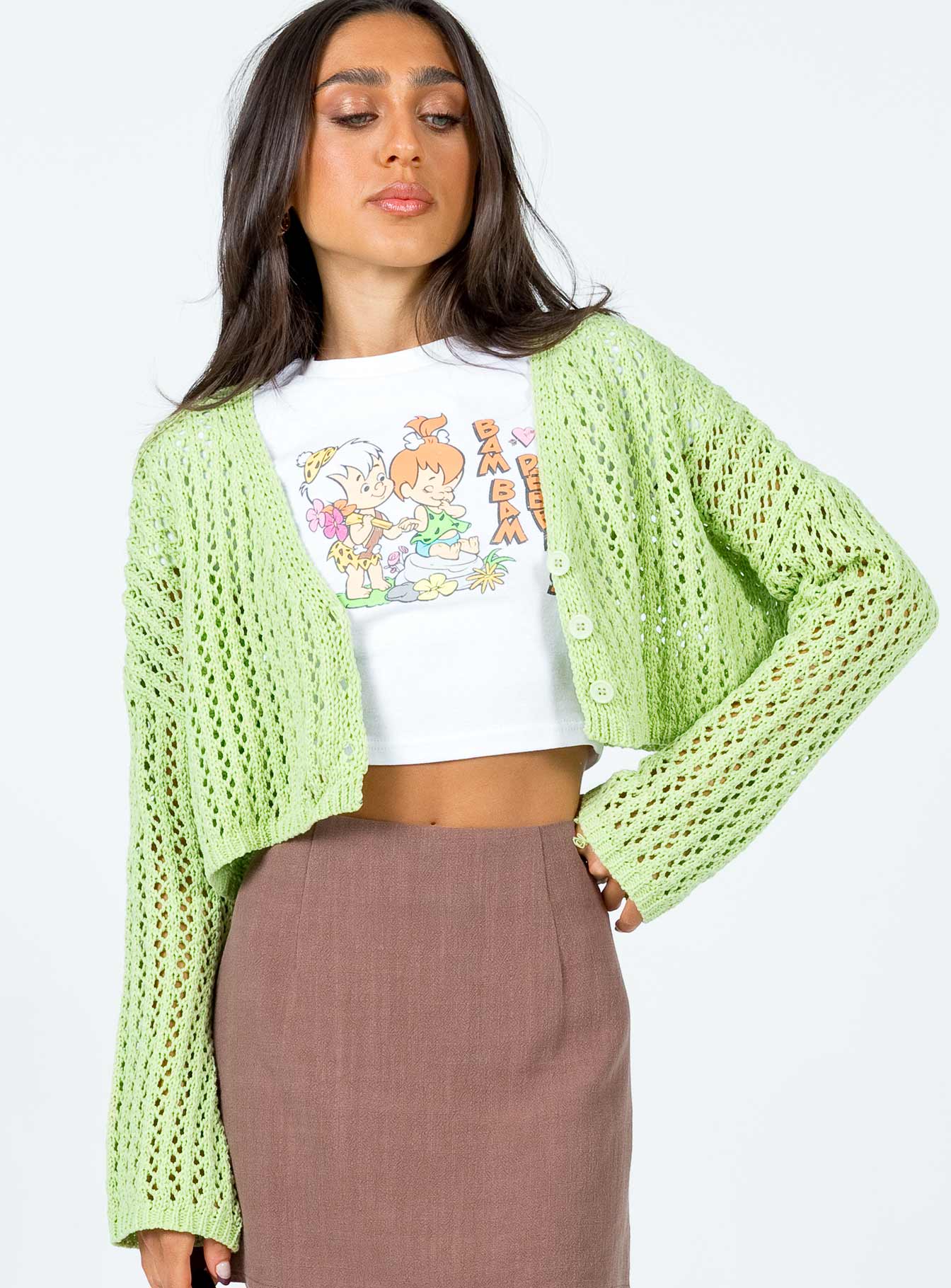 Taleah Lace Knit Cardigan Green
