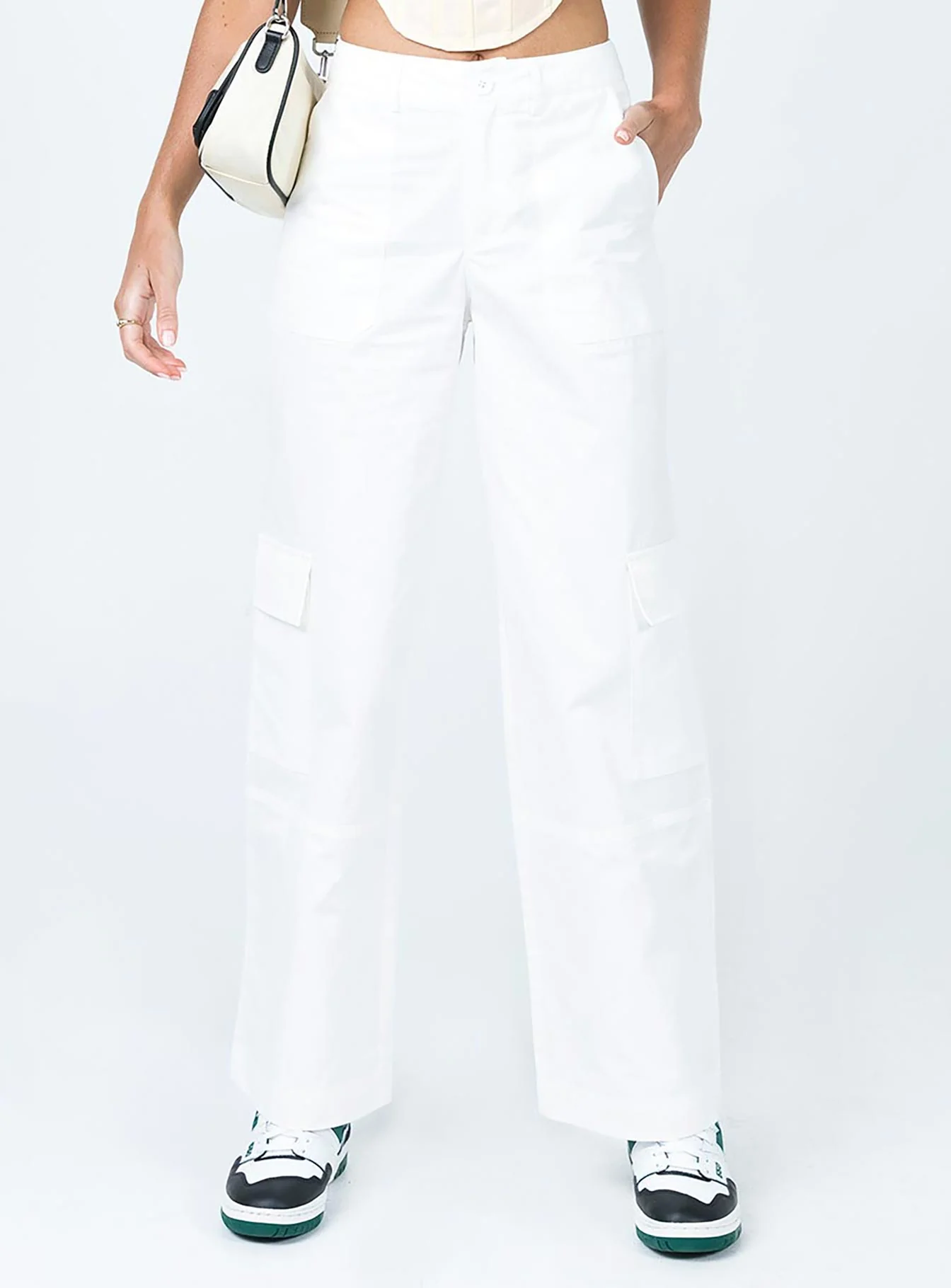 Luna Mid Rise Cargo Pant Off White