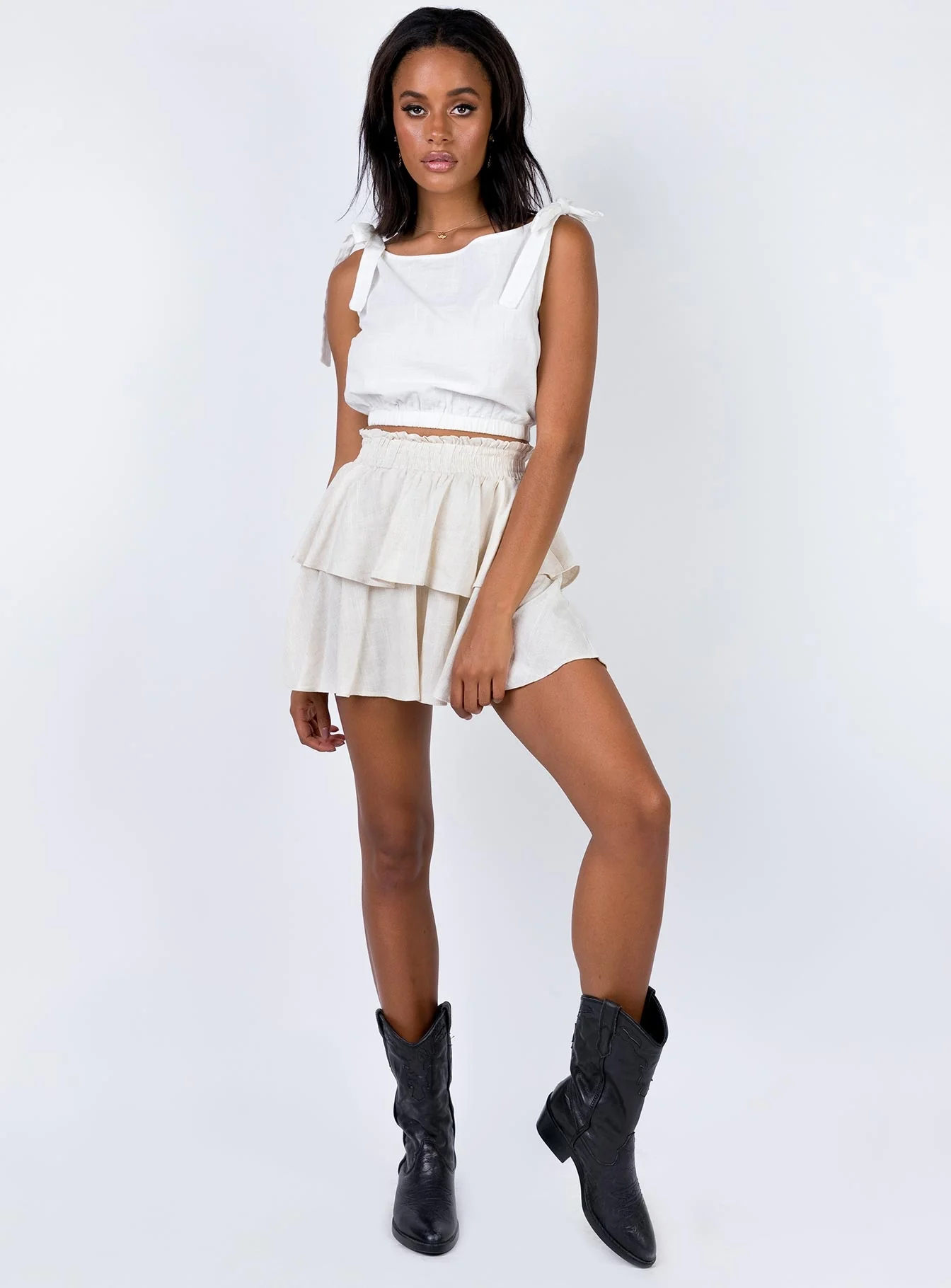 Greta Mini Skirt Beige