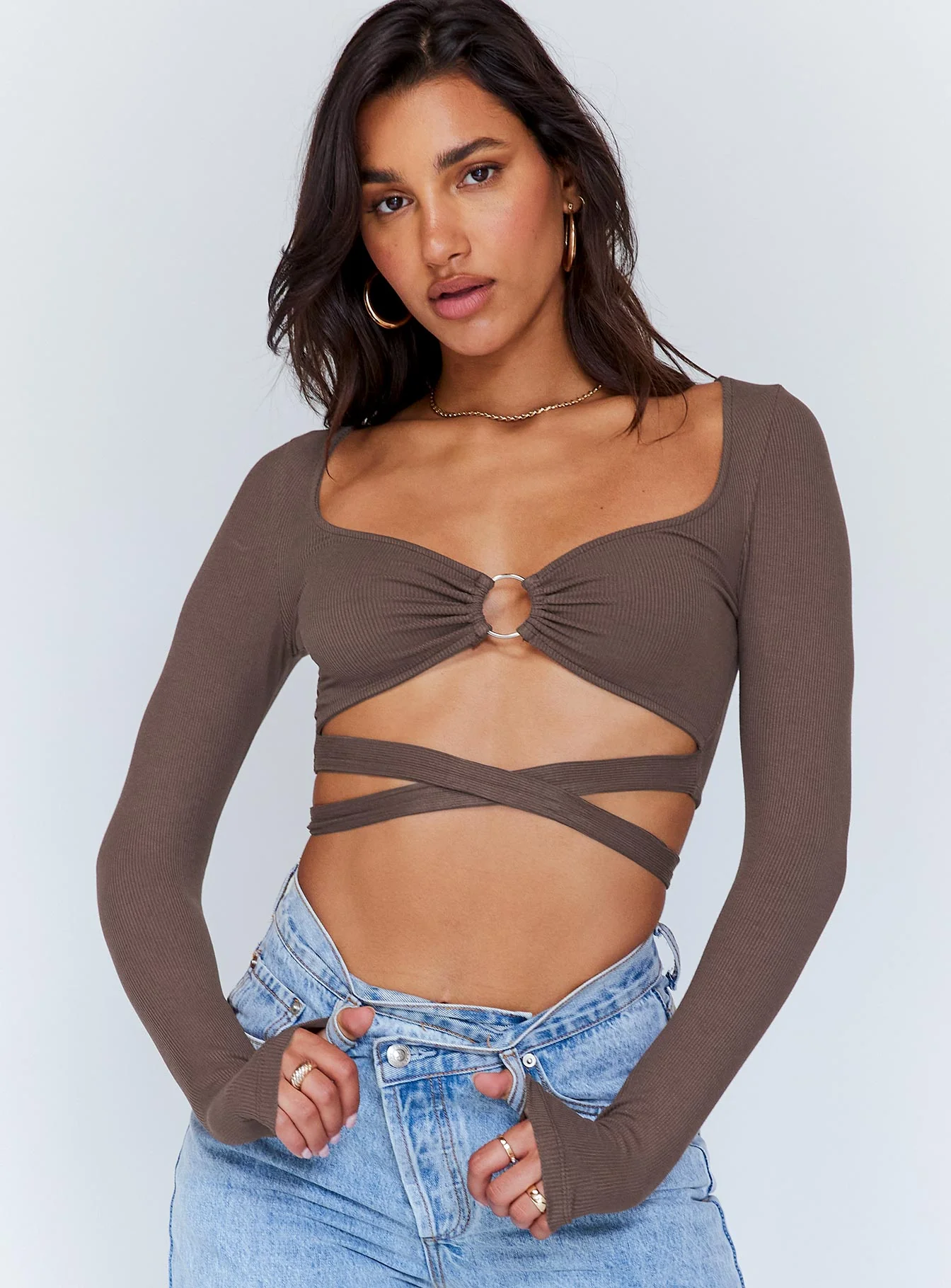 Corey Long Sleeve Top Brown