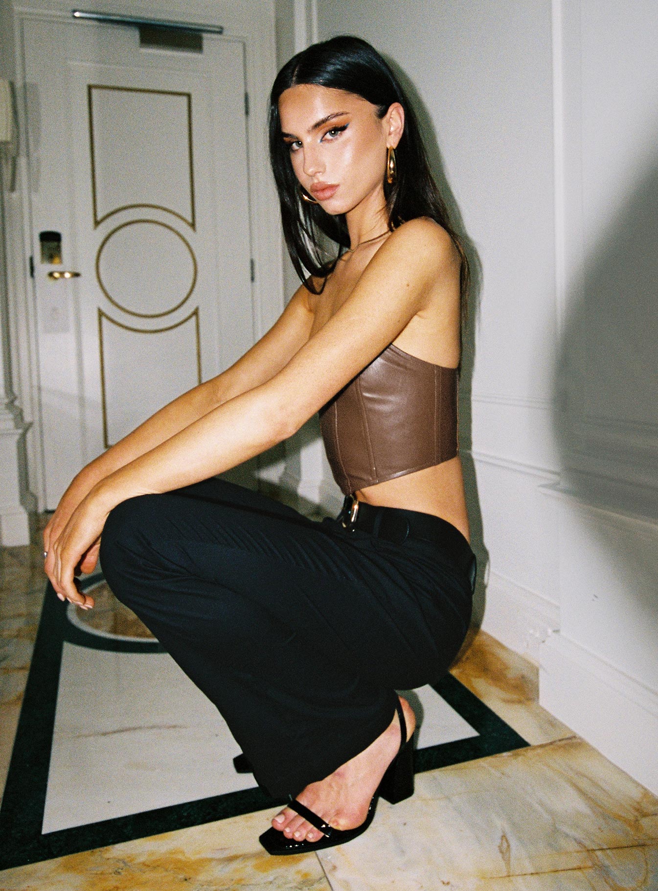 Jessica PU Bustier Brown