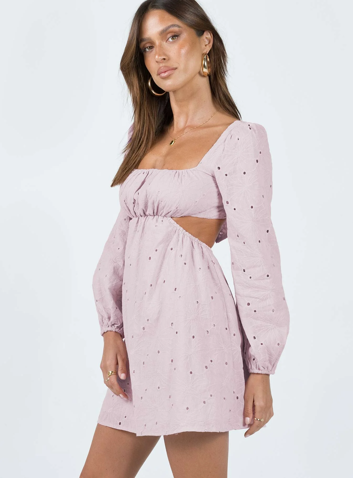 Xali Long Sleeve Mini Dress Pink