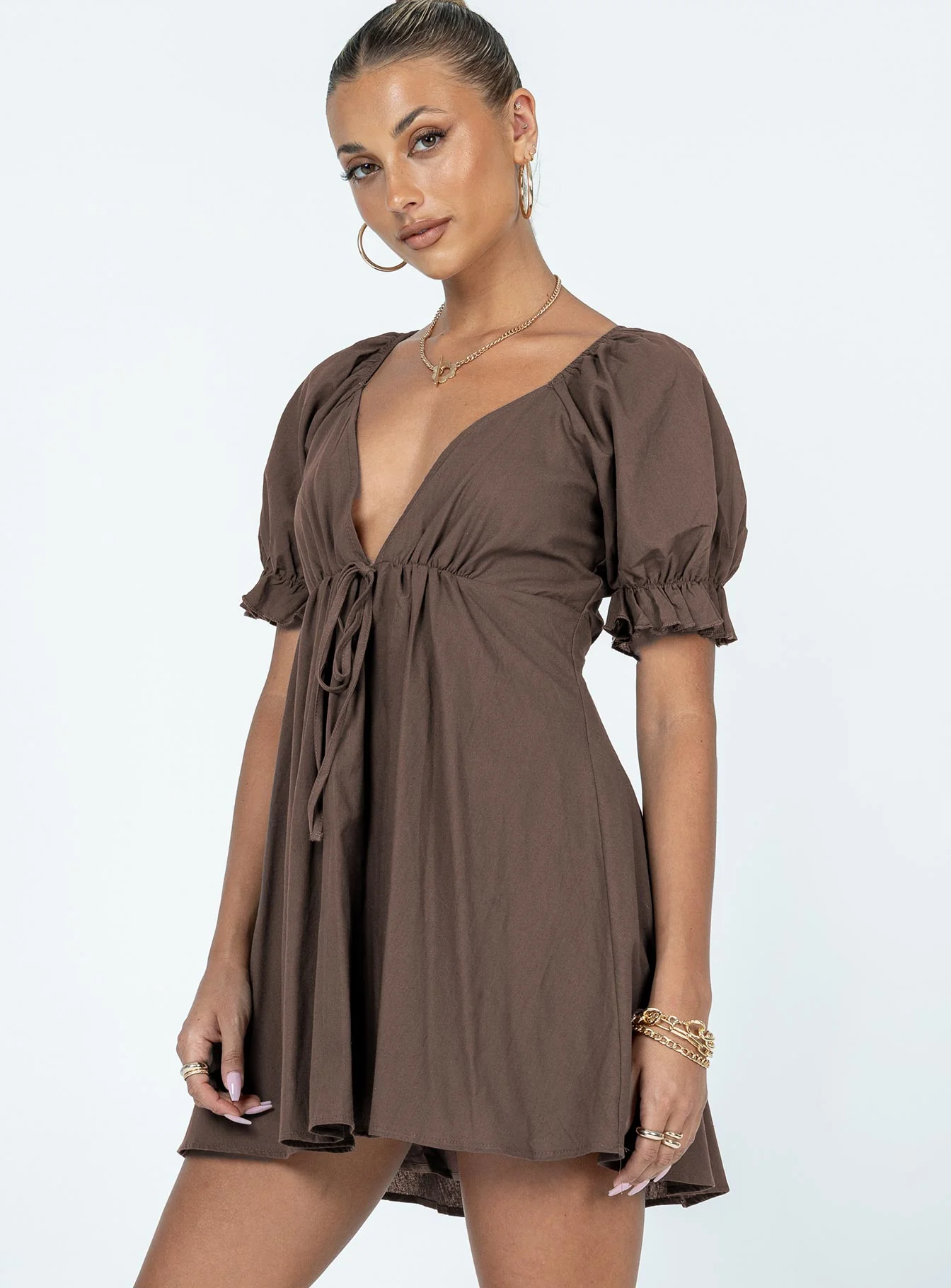 Blissful Mini Dress Brown