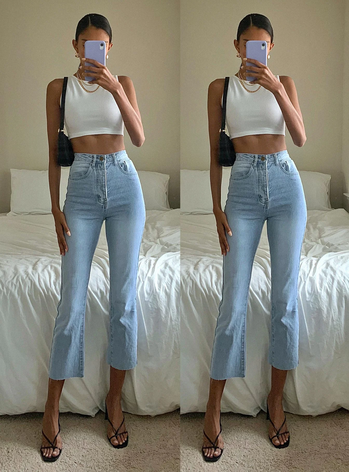 Angela Cropped Jeans Light Wash Denim
